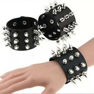 Unisex Metal Spike Studded Punk Rock Bracelet Wide